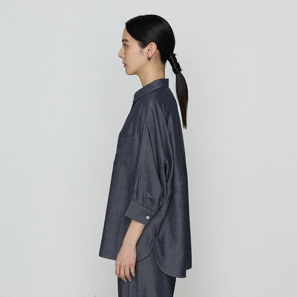 オトナシャンブレー たっぷりシャツ ギャバジン シャツ