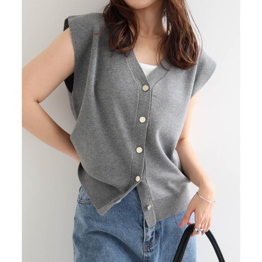 andme（アンドミー） メタルボタン ノースリーブ ニット トップス