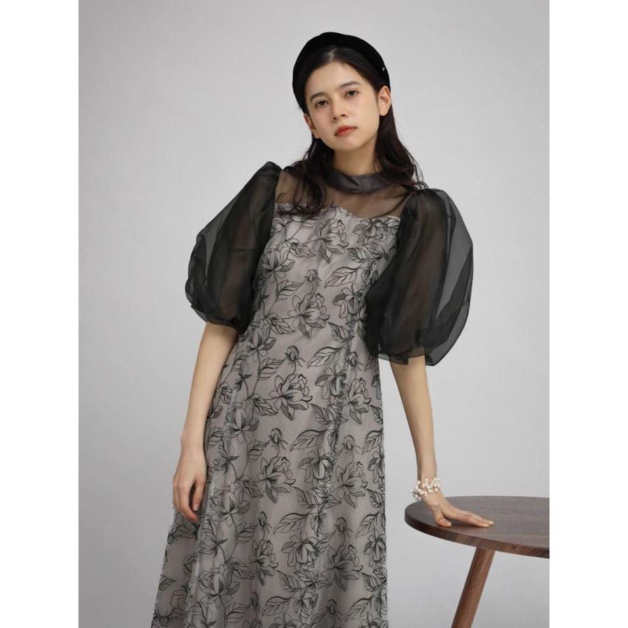 Petirobe バルーンスリーブフラワー刺繍ドレス : マルイ(丸井)Yahoo!店