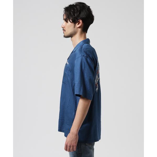 【新品未使用】SOUVENIR SHIRT NAVY 2 AVIREX（アヴィレックス） DOUBLE DRAGON SOUVENIR SHIRT ／ ダブル