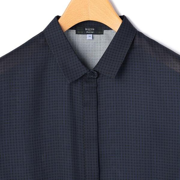 Lサイズ】ロンドンストライプスタンドカラーブラウス｜ブラウス