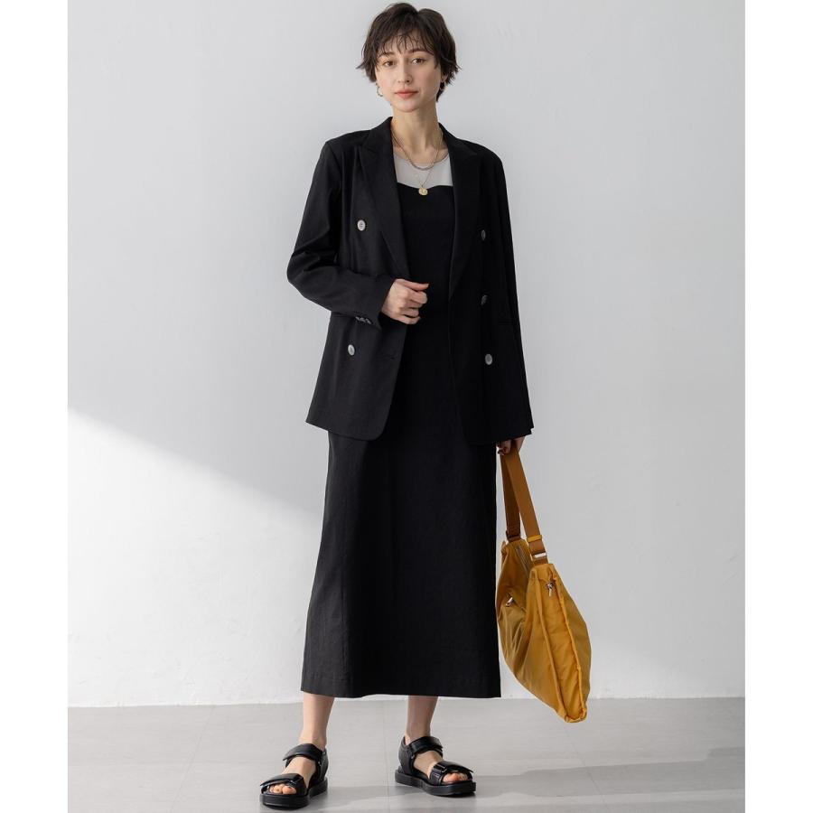 【洗える】リネンレーヨンストレッチ ダブル ジャケット