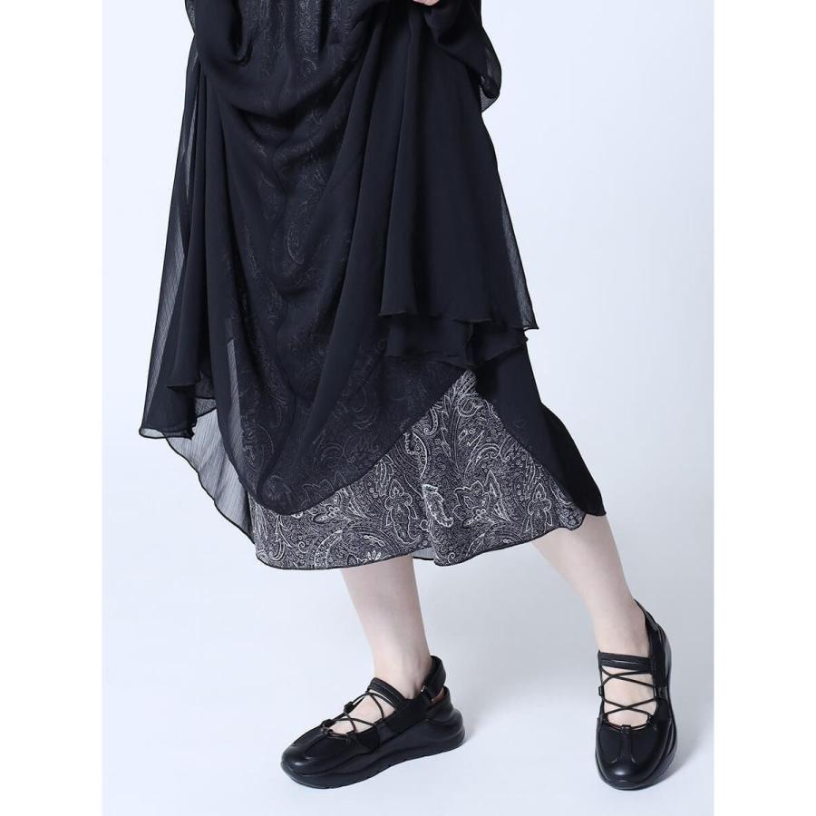 新品　LASUD 柄レイヤードシアージャンパースカート LASUD（ラシュッド） シアーレイヤードペイズリー柄ジャンパースカート