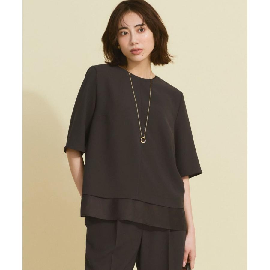 今季【VERY・Oggi掲載】ストレッチジョーゼット シアーコンビ カットソー 23区（ニジュウサンク） 【VERY・Oggi掲載】ストレッチジョーゼット