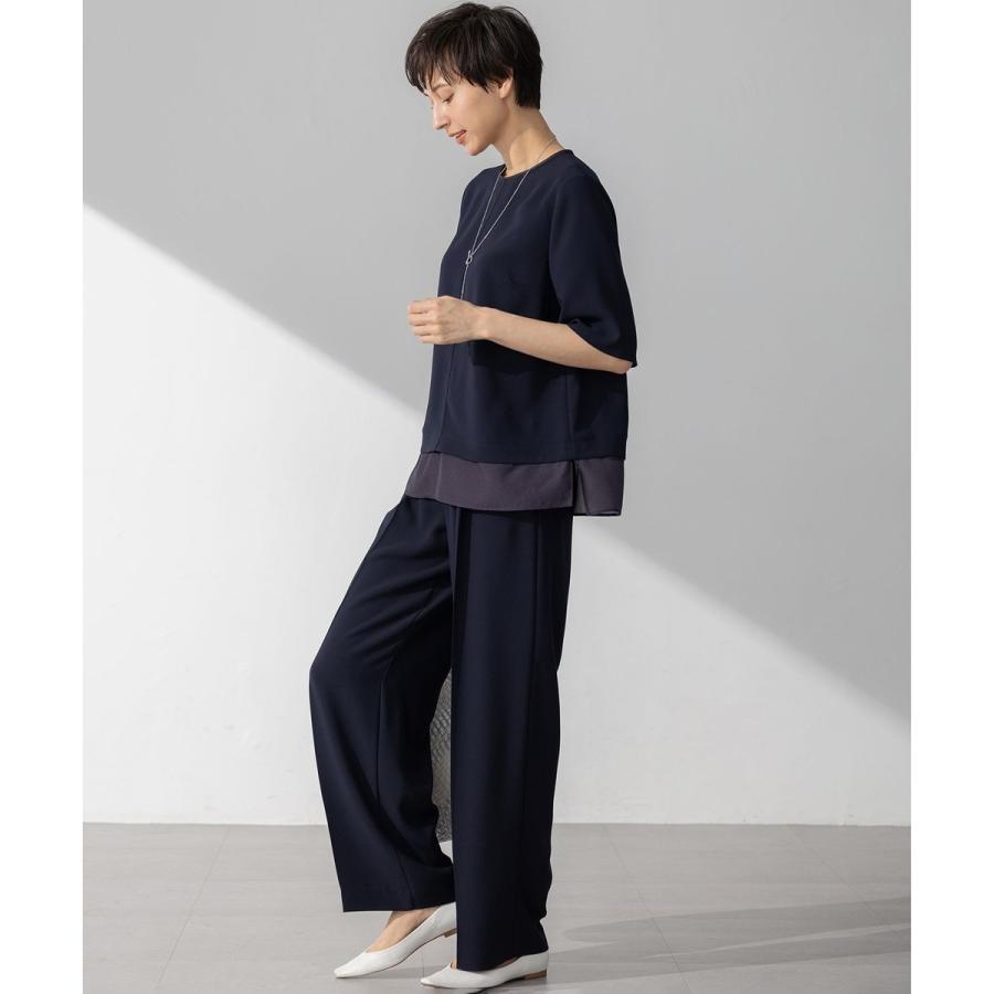 【Oggi掲載/接触冷感/UVカット/吸水速乾】ストレッチジョーゼット ワイド パンツの画像