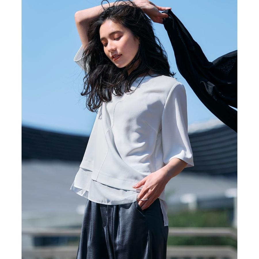23区【新色追加/Oggi掲載】ストレッチジョーゼット シアーコンビ カットソー 23区（ニジュウサンク） 【新色追加/Oggi掲載】ストレッチジョーゼット