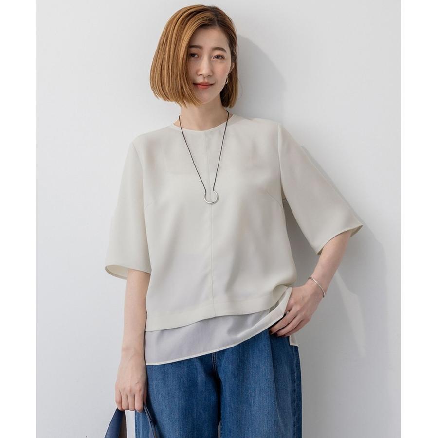 今期【吸水速乾、接触冷感】ストレッチジョーゼット シアーコンビ カットソー 吸水速乾／UVカット／接触冷感】ストレッチジョーゼット