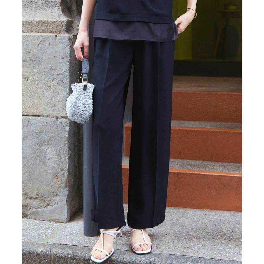 今期 【接触冷感/UVカット/吸水速乾】ストレッチジョーゼット ワイド パンツ 接触冷感/UVカット/吸水速乾】ストレッチジョーゼット ワイド パンツ