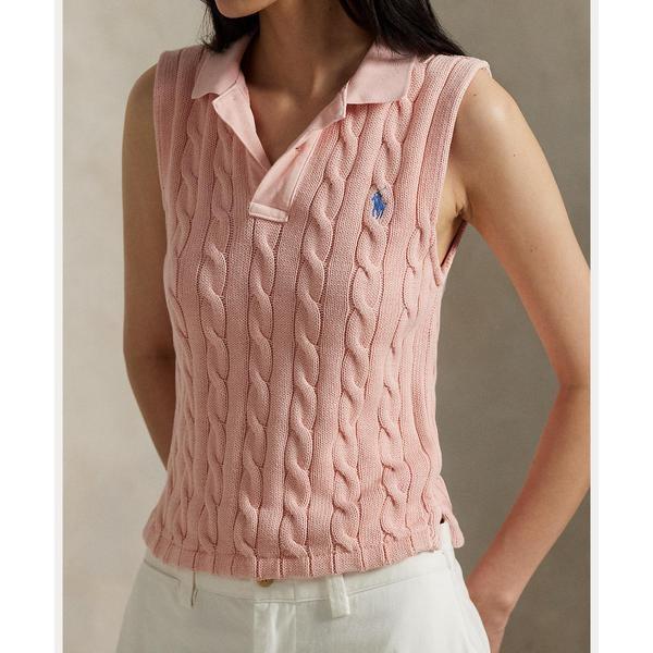 【美品】POLO ラルフローレン　ケーブルニットクロップドポロシャツ POLO RALPH LAUREN ケーブルニット クロップド ポロシャツ