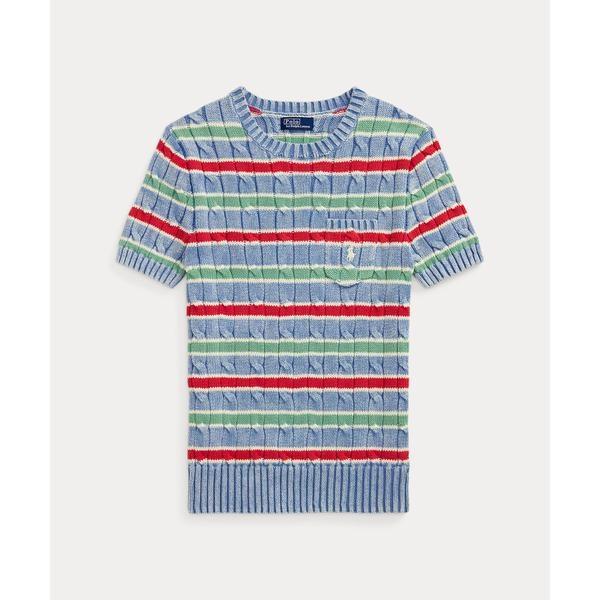 【新品】Poloストライプド ケーブルニット ショートスリーブ セーターMサイズ POLO RALPH LAUREN（ポロ・ラルフローレン） ストライプド ケーブル