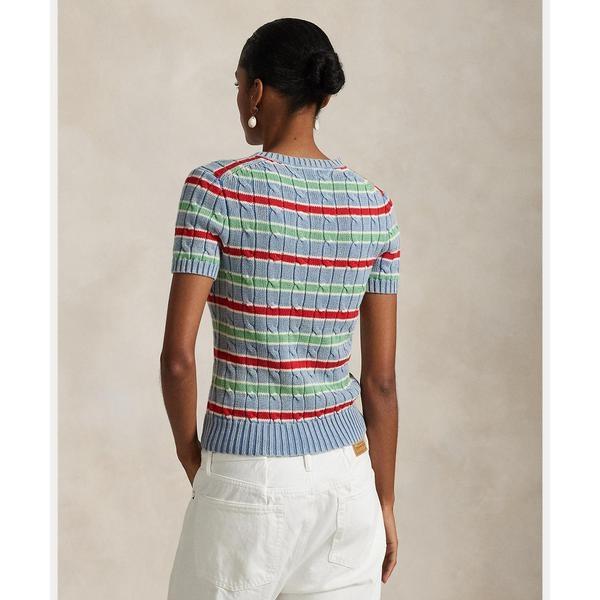 【新品】Poloストライプド ケーブルニット ショートスリーブ セーターMサイズ POLO RALPH LAUREN（ポロ・ラルフローレン） ストライプド ケーブル