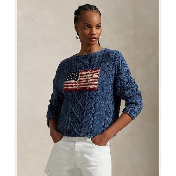 ポロ　ラルフローレン　アランニット フラッグ コットン セーター POLO RALPH LAUREN（ポロ・ラルフローレン） フラッグ アランニット