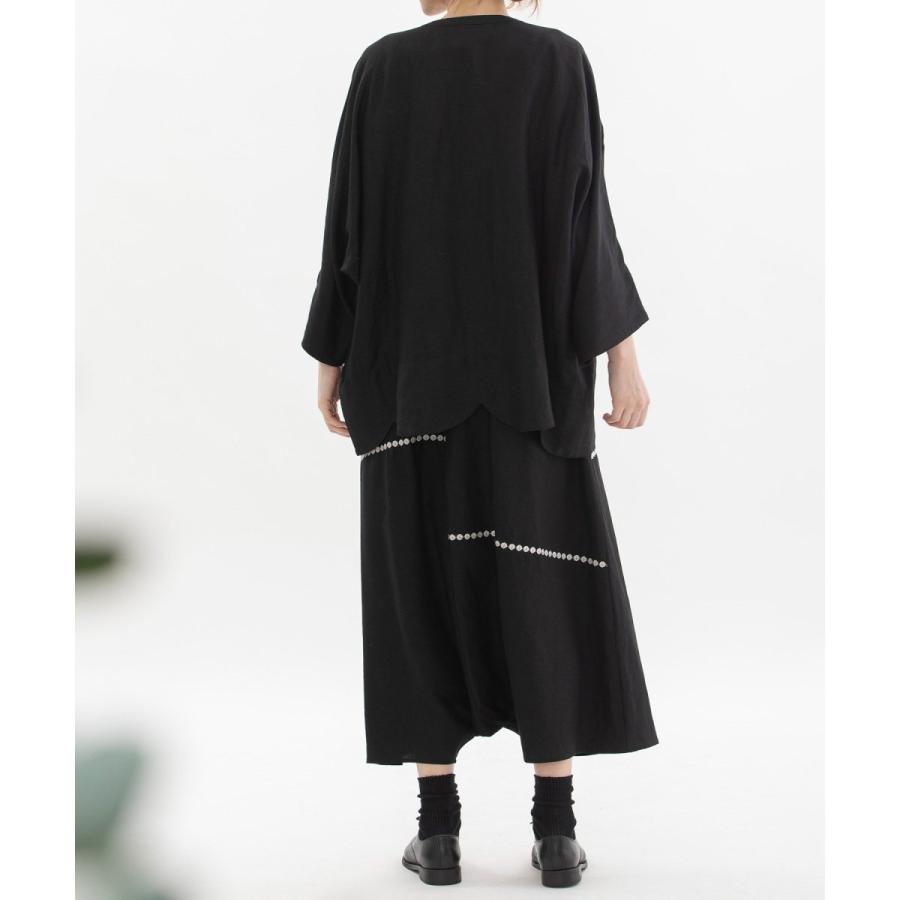 nop de nod リネンレーヨンライン刺繍サルエルバルーンパンツ