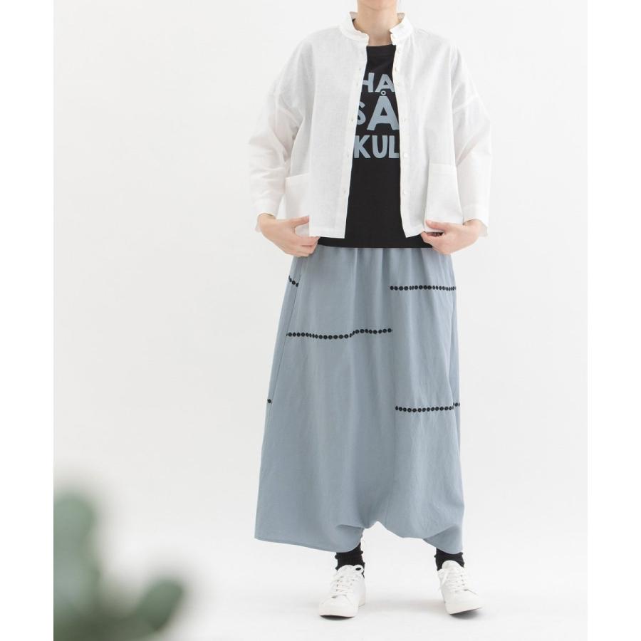 未使用　nop de nod　リネンレーヨンライン刺繍サルエルバルーンパンツ nop de nod リネンレーヨンライン刺繍サルエルバルーンパンツ