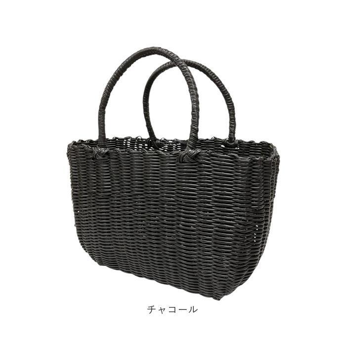 ブラック♡プードルカゴバッグ♡ワンコ♡ハンドメイド♡新品 かごバッグ 夏 おしゃれ 通販 カゴバッグ かごバック ビニール 手編み