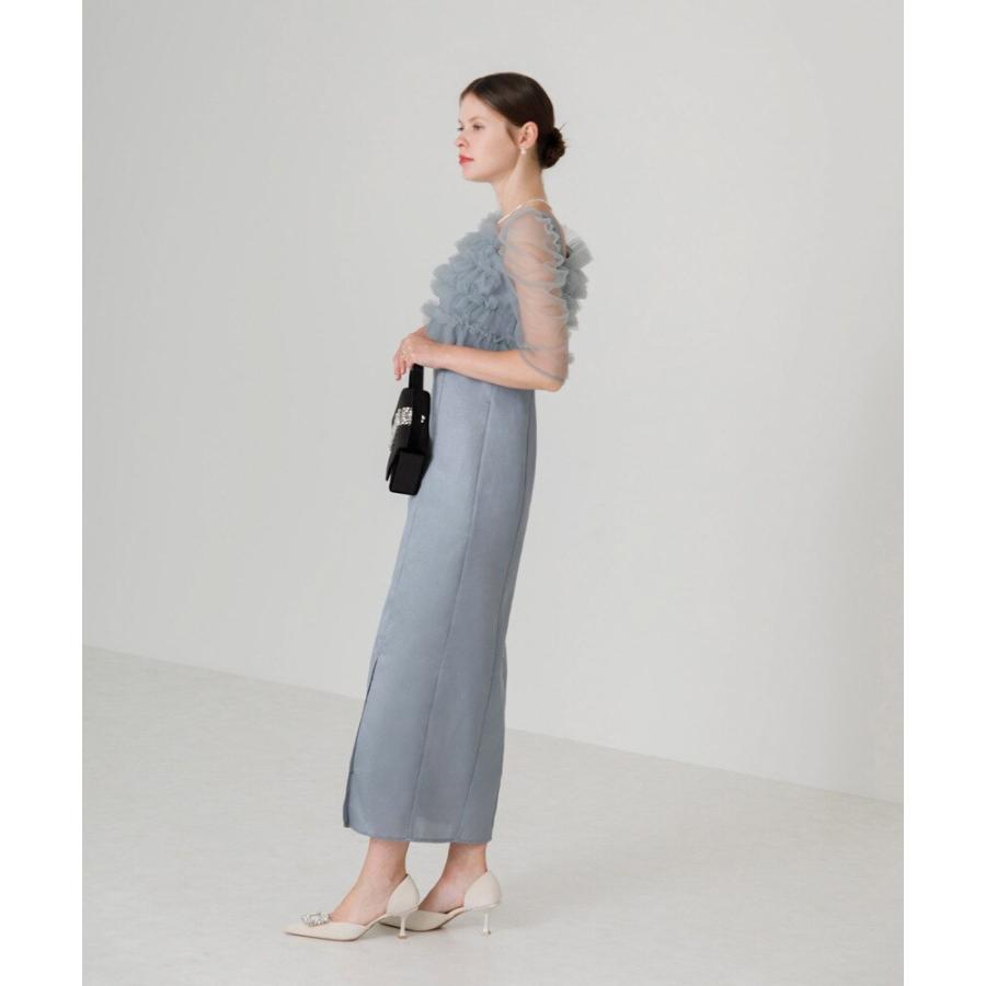 【Leja】チュールアシンメトリーティアードフリルIラインワンピースドレス SOLD OUT】チュールアシンメトリーティアードフリルIラインワンピース