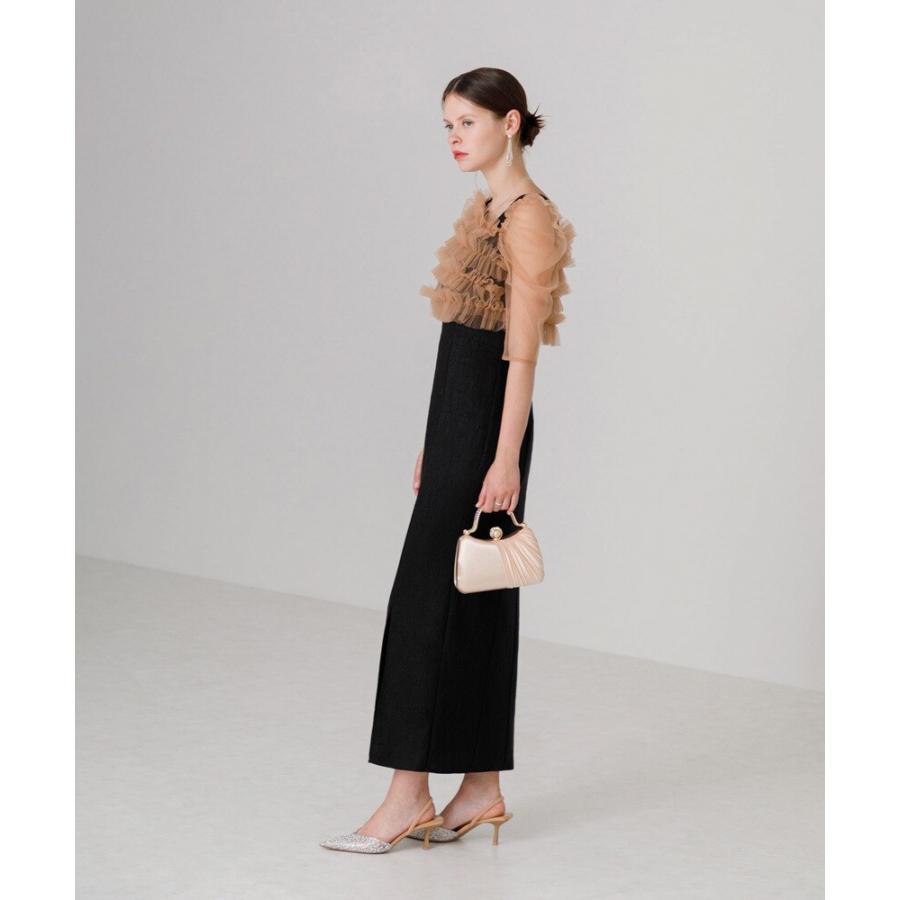 【Leja】チュールアシンメトリーティアードフリルIラインワンピースドレス SOLD OUT】チュールアシンメトリーティアードフリルIラインワンピース