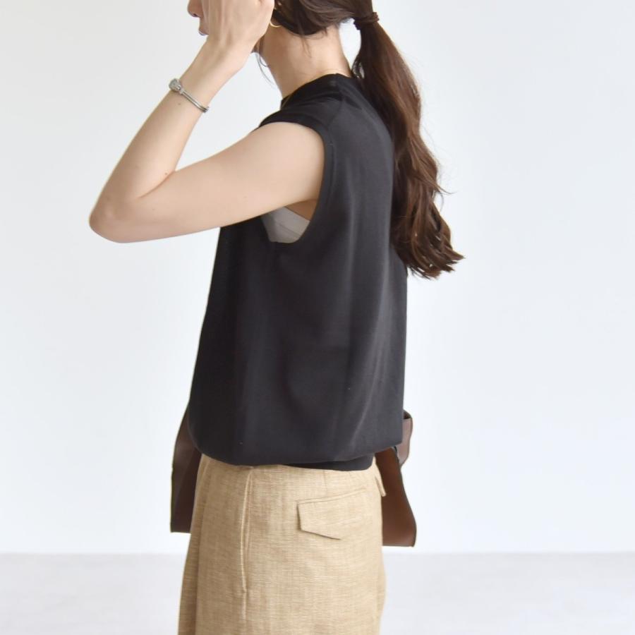《一部追加予約》quaranciel:〈接触冷感〉フレンチスリーブ ベーシック シアー ニット プル