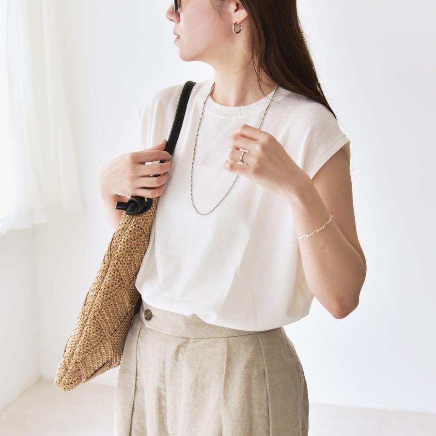 《一部追加予約》quaranciel:〈接触冷感〉フレンチスリーブ ベーシック シアー ニット プル