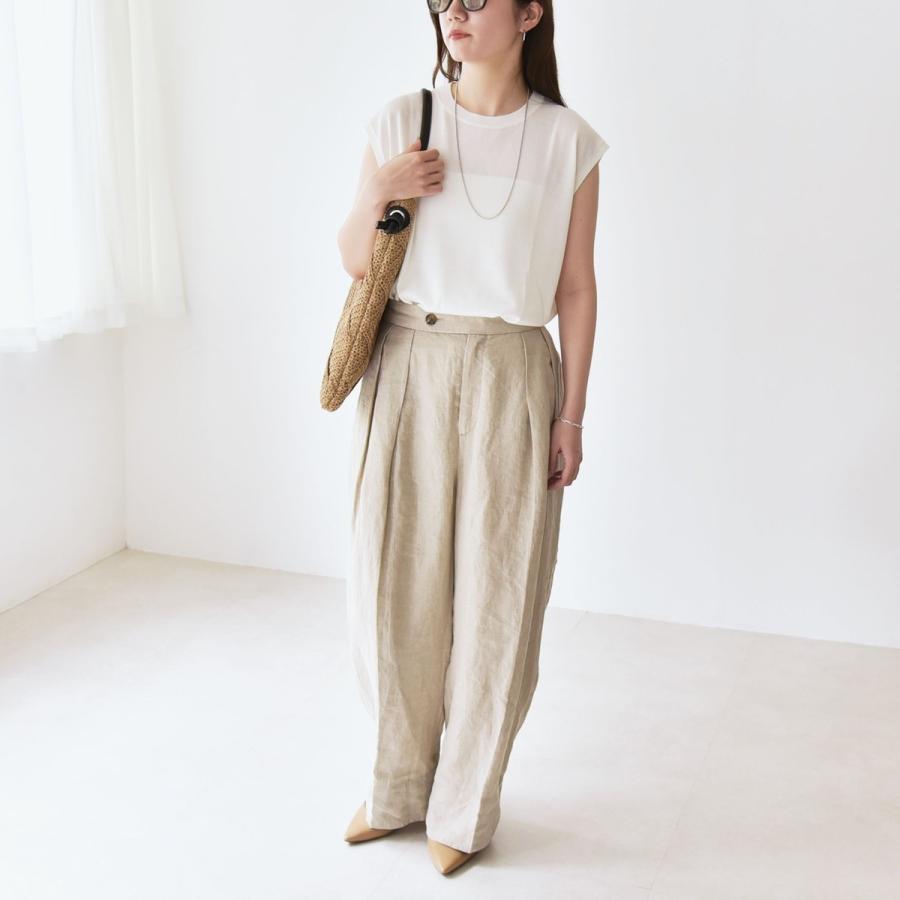 《一部追加予約》quaranciel:〈接触冷感〉フレンチスリーブ ベーシック シアー ニット プル