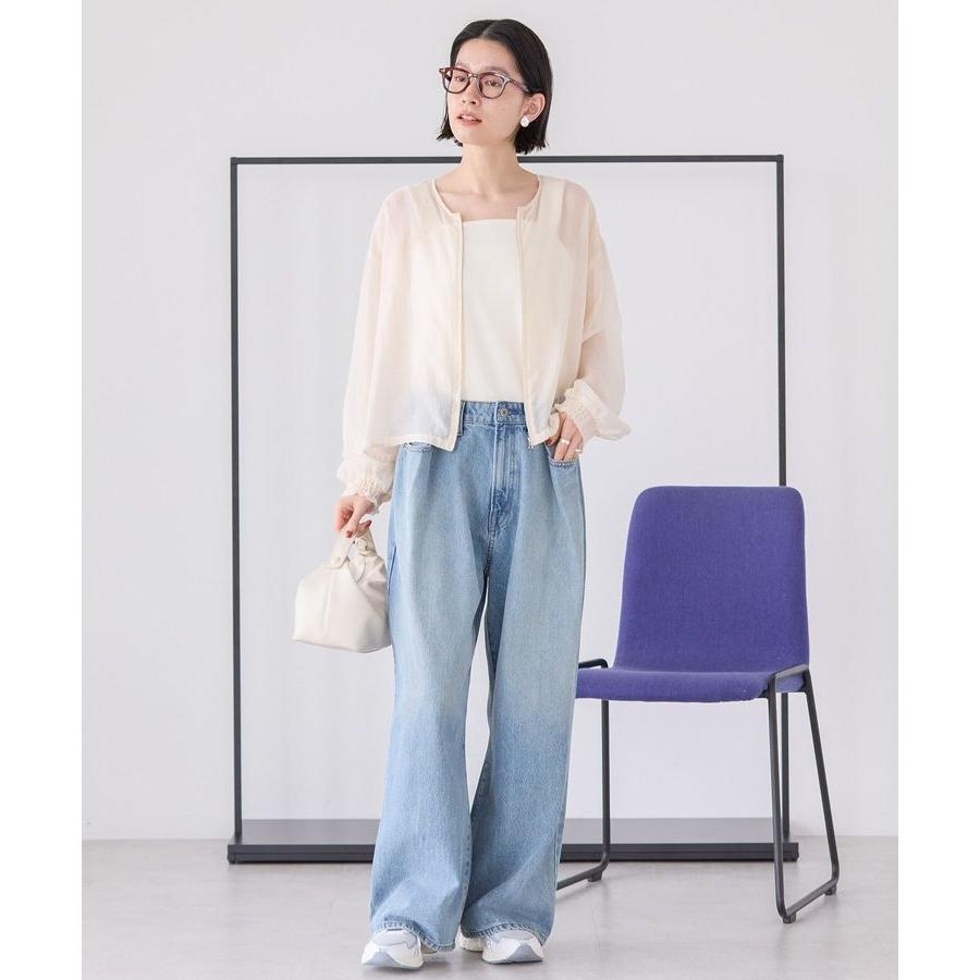 美品 タグ付き新品未使用 ANAYI スーパーメリノジップブルゾン AMERICAN HOLIC（アメリカンホリック） ノーカラーシアーZIPブルゾン