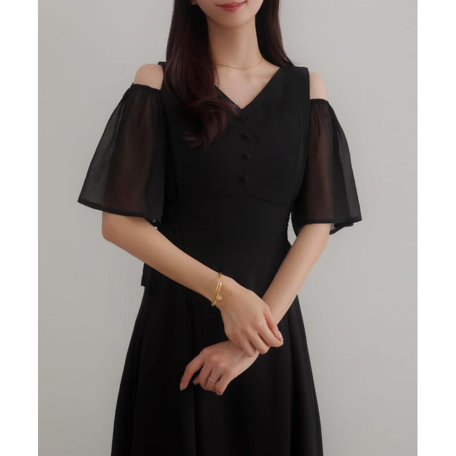 CENEA　2wayVネックシアーコルセットワンピース Lサイズ　チャコール セネア CENEA CENEA 2wayVネックシアーコルセットワンピース