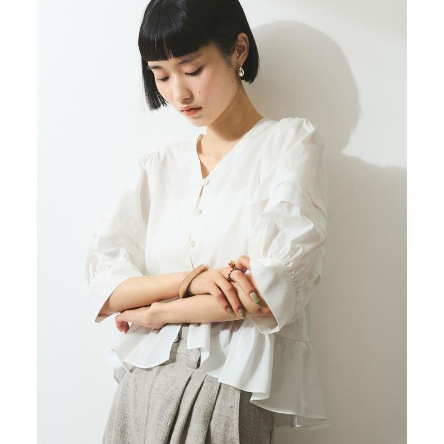 限定2000円値下げ！アダムエロペ ホワイト シャツ パフスリーブ 3way ADAM ET ROPE'（アダムエロペ） 【WEB限定】パフスリーブギャザー