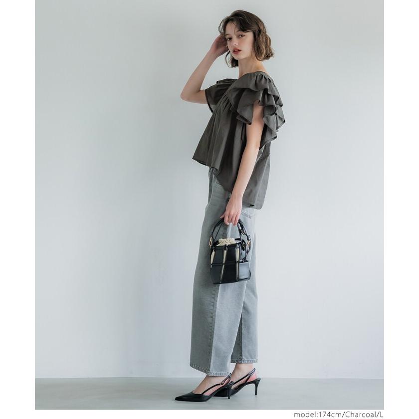 黒 フリル袖 Vネック トップス 楽天市場】vネックフリル袖ブラウス 夏 フリル袖 vネック