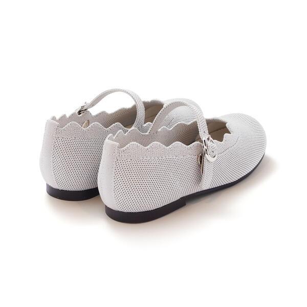 【正規品保証 急速出荷】【日本製】ラメスカラップニットシューズ(16〜20cm) 成長対応 調節