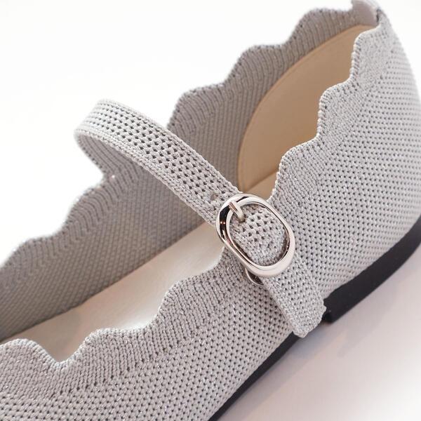 【正規品保証 急速出荷】【日本製】ラメスカラップニットシューズ(16〜20cm) 成長対応 調節