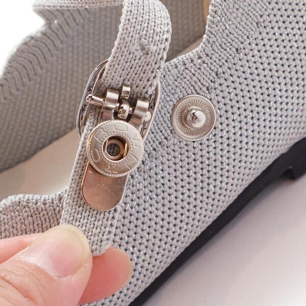 【正規品保証 急速出荷】【日本製】ラメスカラップニットシューズ(16〜20cm) 成長対応 調節