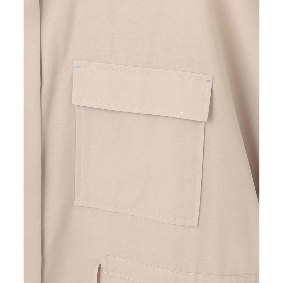 23区 完売【洗える】ライトシアーマットクロス ミリタリーディティール シャツ 洗える】ライトシアーマットクロス ミリタリーディティール