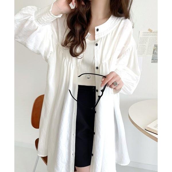 エストネーション　タフタテントラインチュニックブラウス　ホワイト　yori COLUMN / チュニックブラウス｜ESTNATION ONLINE STORE
