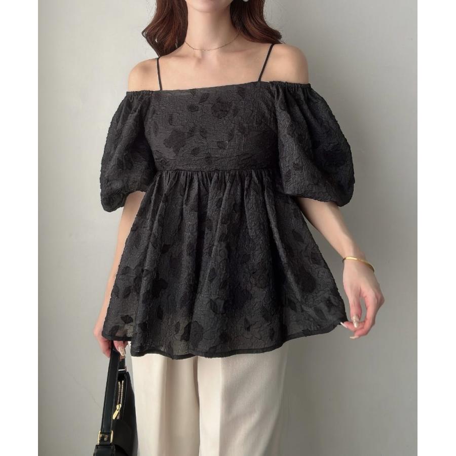 Meiru 2way オフショルジャガーペプラムトップス メイル Meiru Meiru 2wayオフショルジャガードペプラムトップス