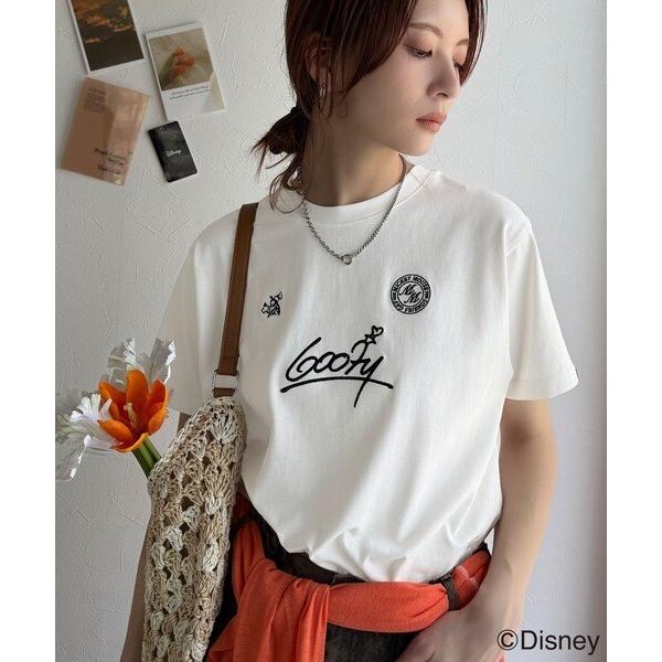大人女子必見！ 綿100％「ディズニー」サイン風刺繍Tシャツ（半袖