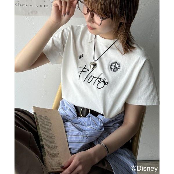 大人女子必見！ 綿100％「ディズニー」サイン風刺繍Tシャツ（半袖