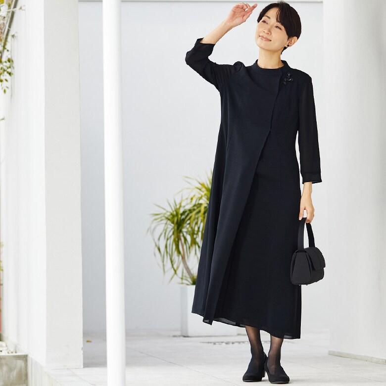 フォルムフォルマ（form forma）/【喪服・礼服】絽ランダムボーダー/ワンピース/ブラックフォーマル/夏 form forma（フォルムフォルマ） 【喪服・礼服】絽ランダムボーダー