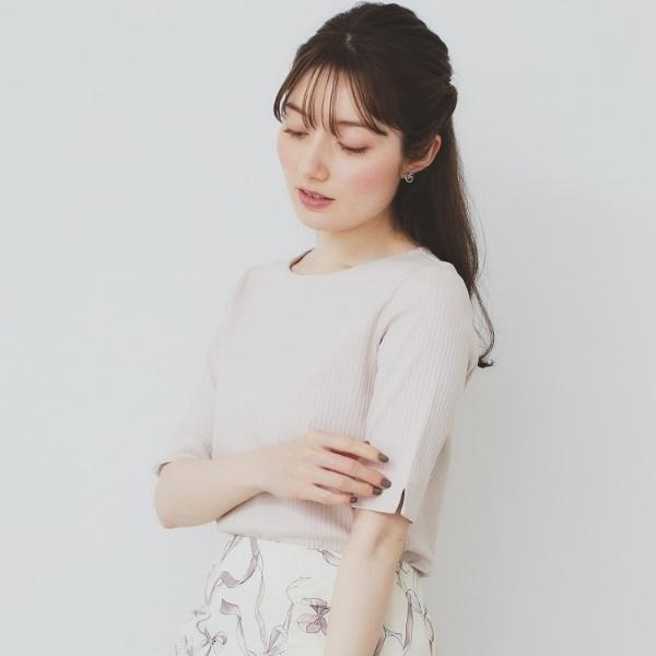 index 《7色展開XS-LLサイズ》ボートネックリブトップス【UV洗濯機洗い