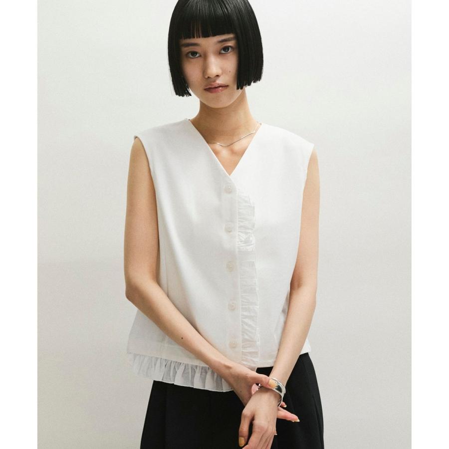 【⭐︎⭐︎⭐︎】アダムエロペ ラッフルコンビスリーブレストップス F ADAM ET ROPE'（アダムエロペ） 【WEB限定】ラッフルコンビスリーブ