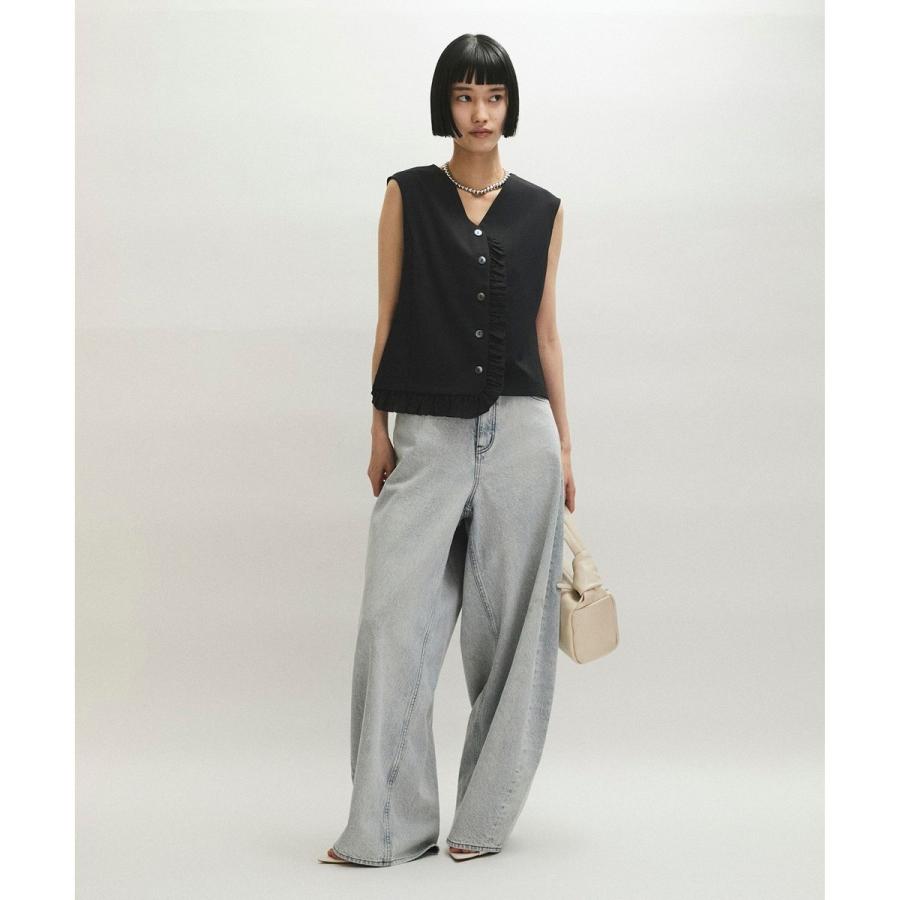 【⭐︎⭐︎⭐︎】アダムエロペ ラッフルコンビスリーブレストップス F ADAM ET ROPE'（アダムエロペ） 【WEB限定】ラッフルコンビスリーブ
