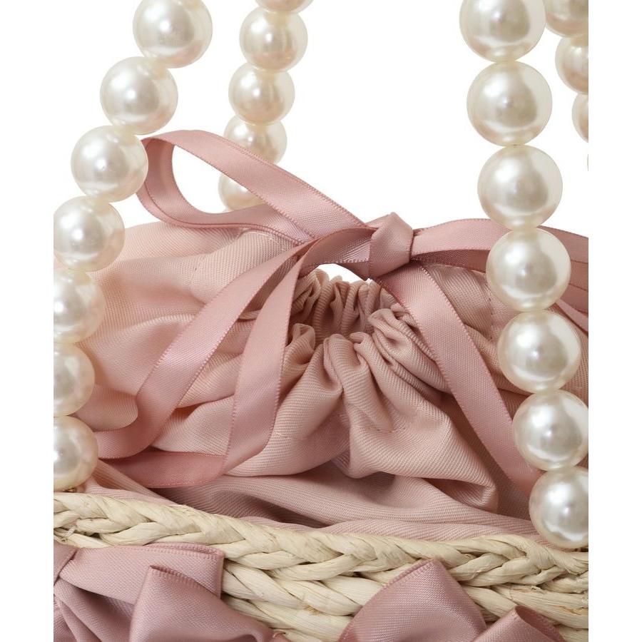 Maison de FLEUR パールハンドルメイズリボンカゴバッグ