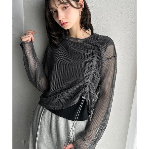 JaVa ジャバコラボ》メッシュレイヤードバックプリントシャーリング
