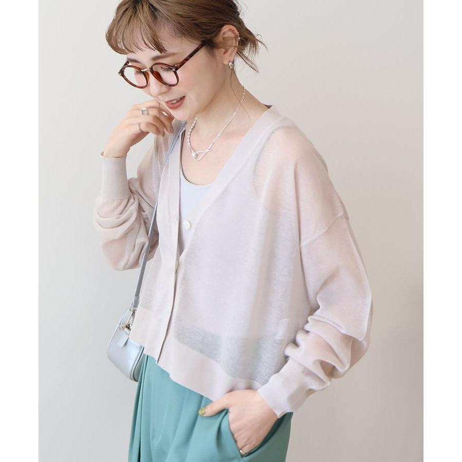AMERICAN HOLIC ウォッシャブルショート丈シアーカーディガン