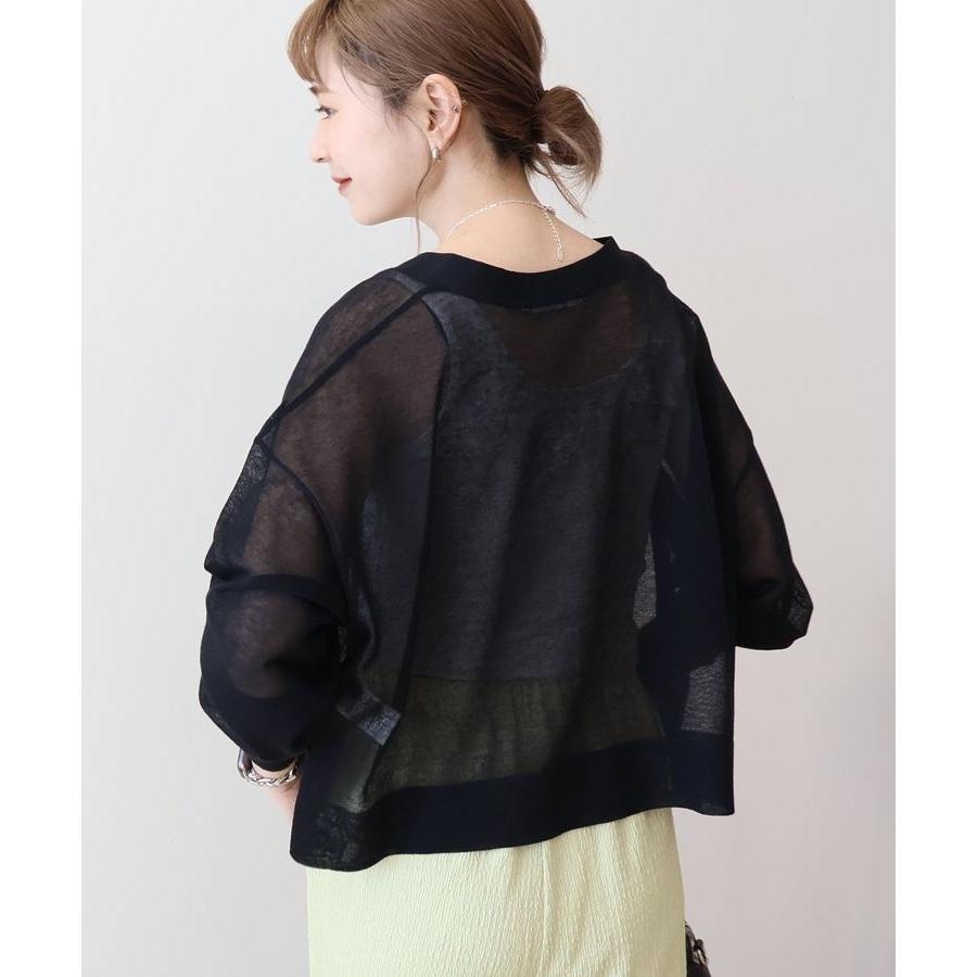 AMERICAN HOLIC ウォッシャブルショート丈シアーカーディガン