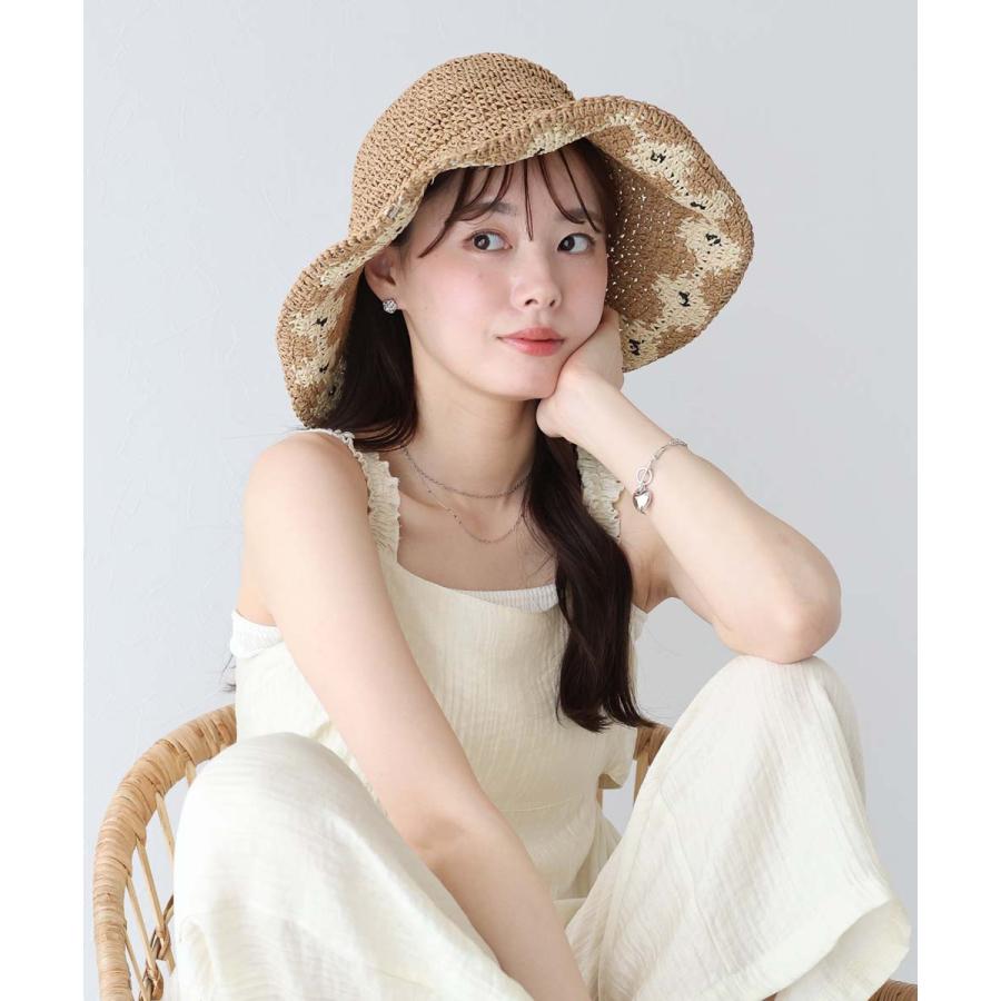 お花模様のバスケットハット♪ 帽子 ハット フラワーコード刺繍バケットハット レディース