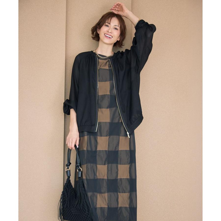 【自由区】XSサイズ　ブロンズチェックワンピース 自由区（ジユウク） 【再入荷・昨年ご好評・軽い・美シルエットAライン
