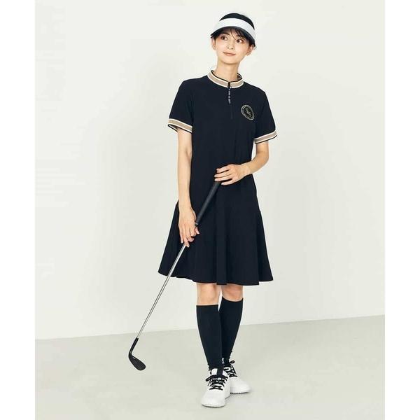 美品 バーバリーゴルフ ニット ワンピース モックネック ハーフジップ 日本製 a.v.v（アー・ヴェ・ヴェ） レディースゴルフウエア/ハーフZIPモック