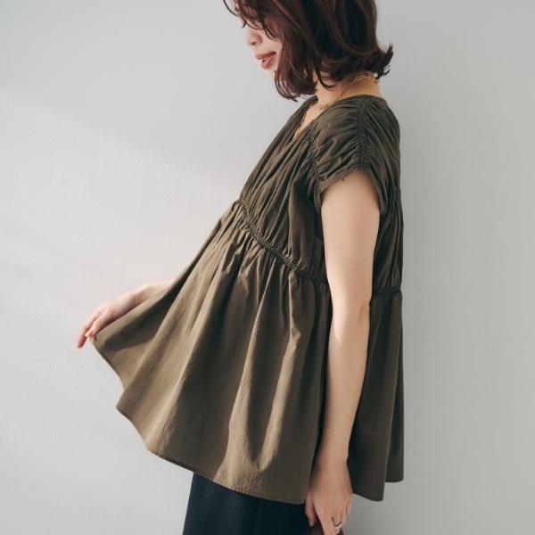 新品アンタイトル 【コットン100/洗える/トレンド】シャーリングブラウス 2 UNTITLED（アンタイトル） 【コットン100洗えるトレンド】シャーリング