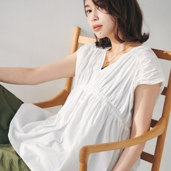 新品アンタイトル 【コットン100/洗える/トレンド】シャーリングブラウス 2 UNTITLED（アンタイトル） 【コットン100洗えるトレンド】シャーリング