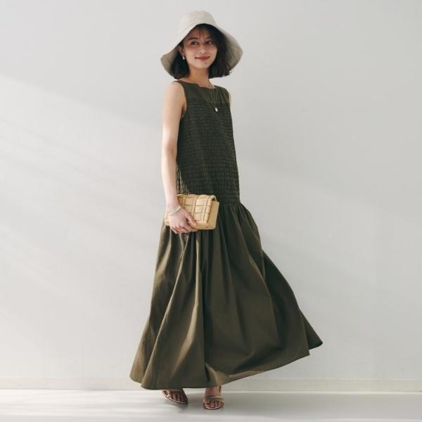 アンタイトル（UNTITLED）/【コットン100夏ワンピナロー】シャーリングワンピース UNTITLED（アンタイトル） 【コットン100夏ワンピナロー】シャーリング